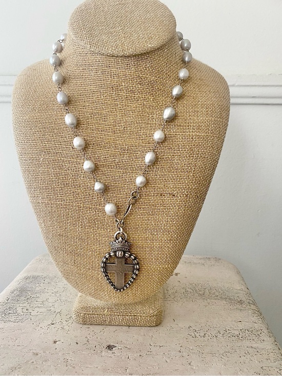 Shannon Koszyk Jewelry - Shannon Koszyk Sacred heart freshwater Pearl Necklace